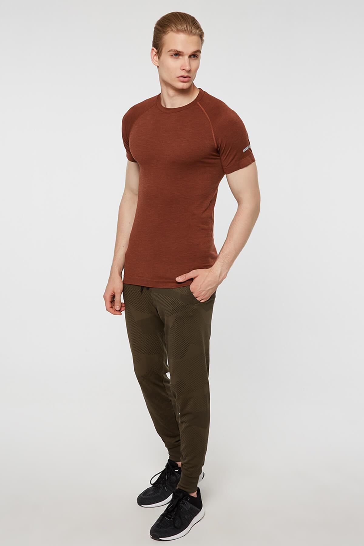 Jerf Binic Melanj Efektli Regular Fit T-Shirt Kahverengi