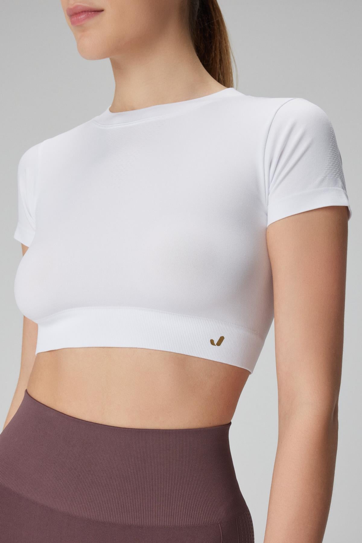 Jerf Captiva Yumuşak Dokulu & Esnek Crop Top Beyaz