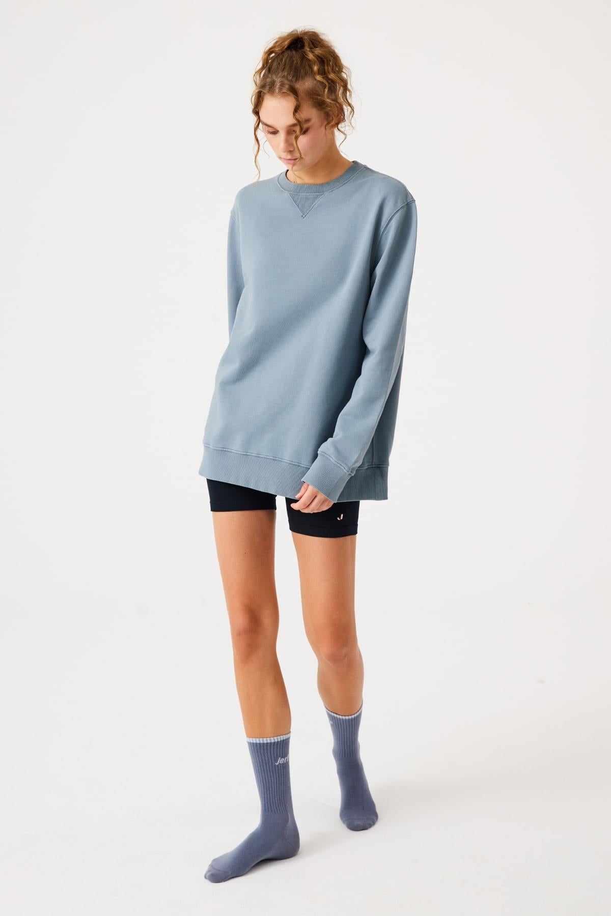 Jerf Lydney Kadın V Detaylı Sıfır Yaka Sweatshirt Stone