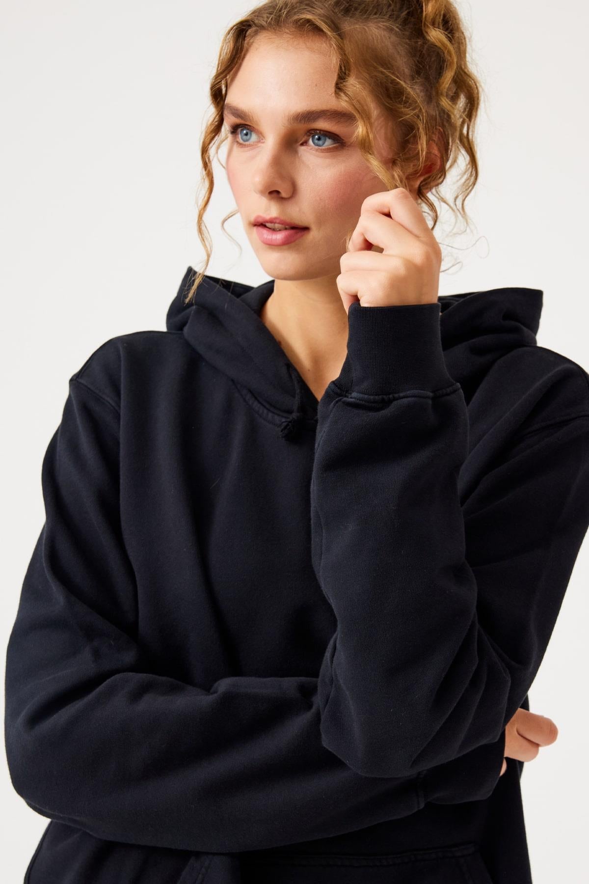 Lydney Unisex Kapüşonlu Sweatshirt Siyah