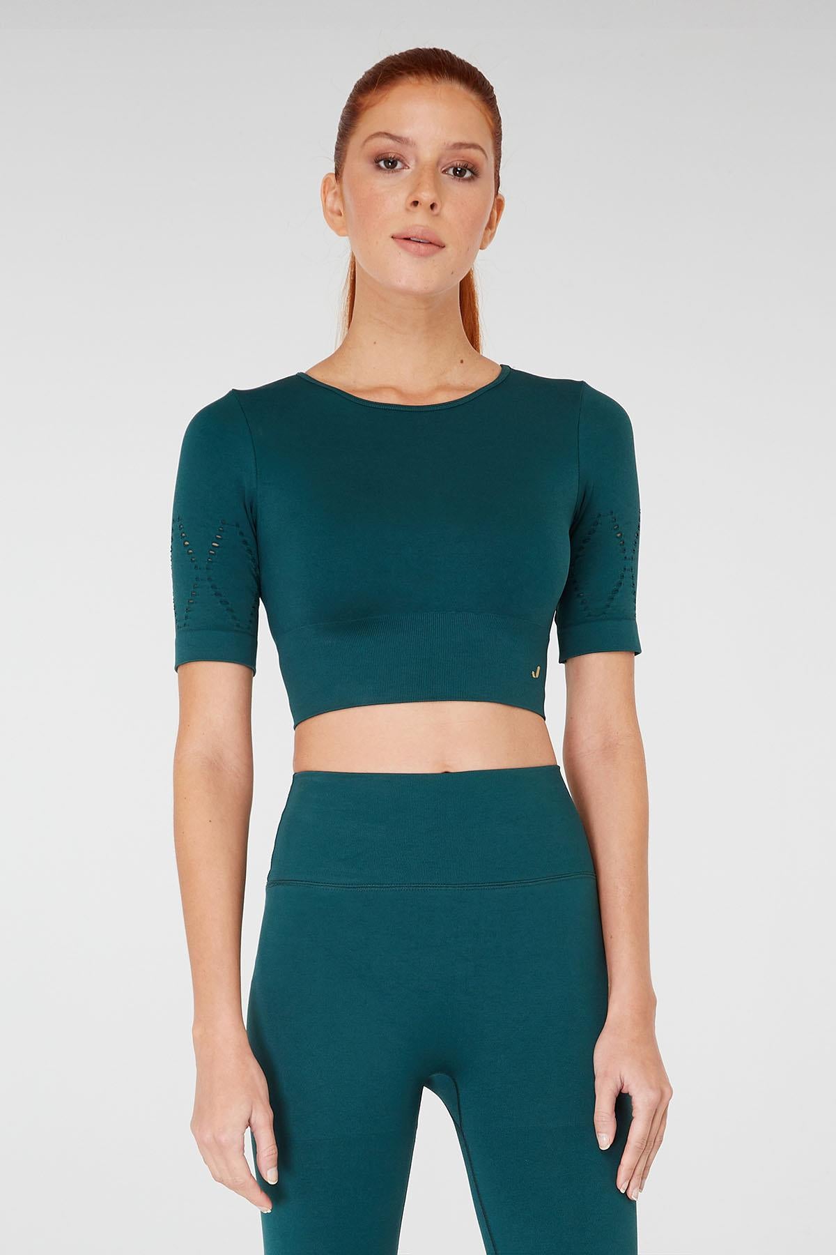 Jerf Naples Kısa Kol Crop Top Econyl Yeşil